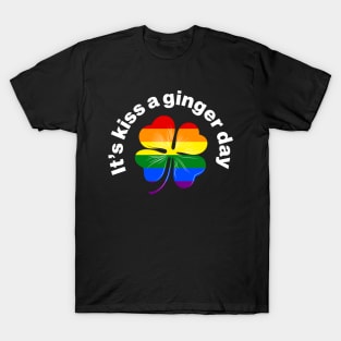 Kiss a Ginger Day - Rainbow Flag (lgbtq) in Irish Shamrock T-Shirt